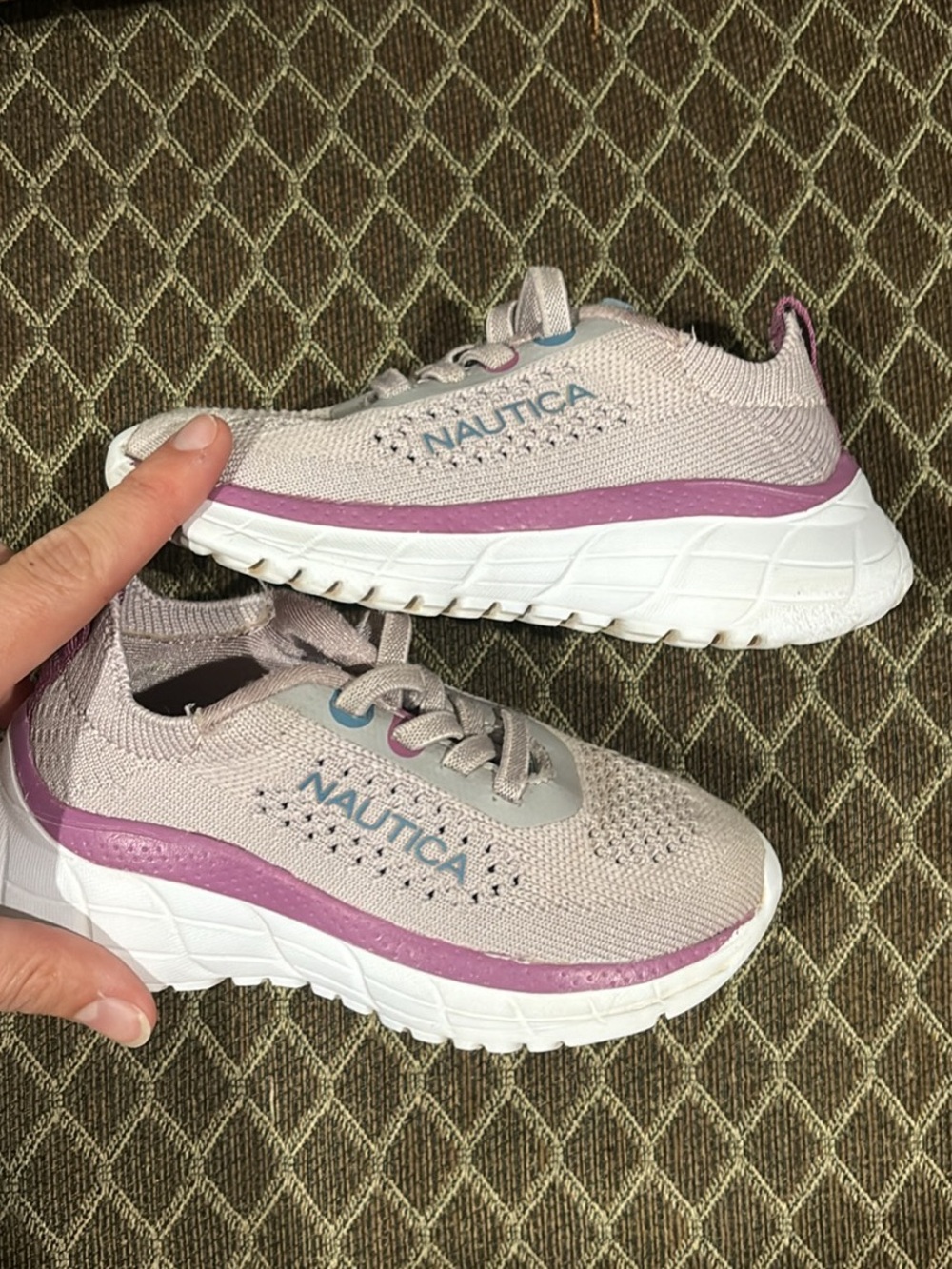 Nautica Pink Knit Slip-On Sneakers with Purple Accents